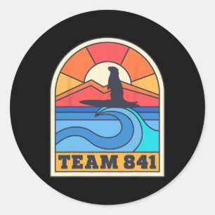 Team 841 Otter Surfing California Beach Funny Retr Classic Round Sticker