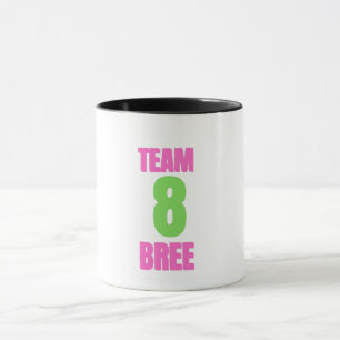 Team 8 Bree Mug, Cute Pink Green Team Mug, Number Mug