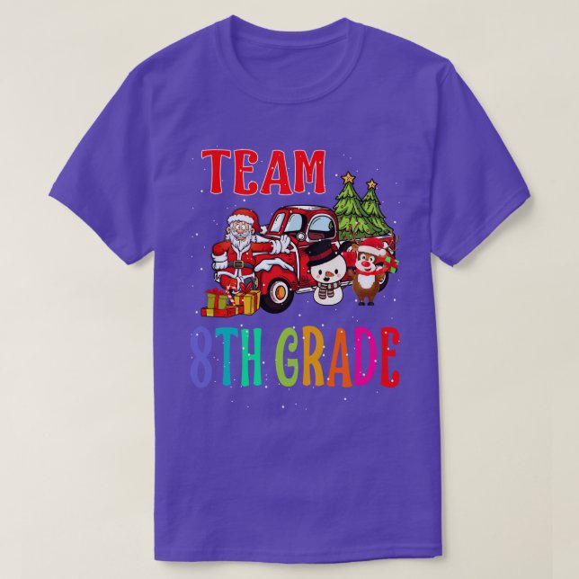 Team 8TH Grade Santa Reindeer Christmas T-Shirt (Design Front)