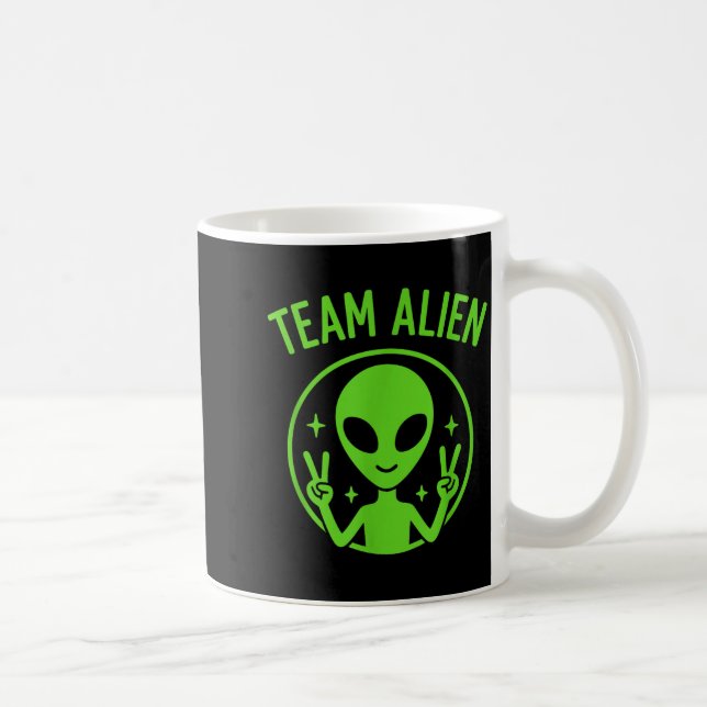 Team Alien – Funny Green Extraterrestrial Peace Si Coffee Mug (Right)