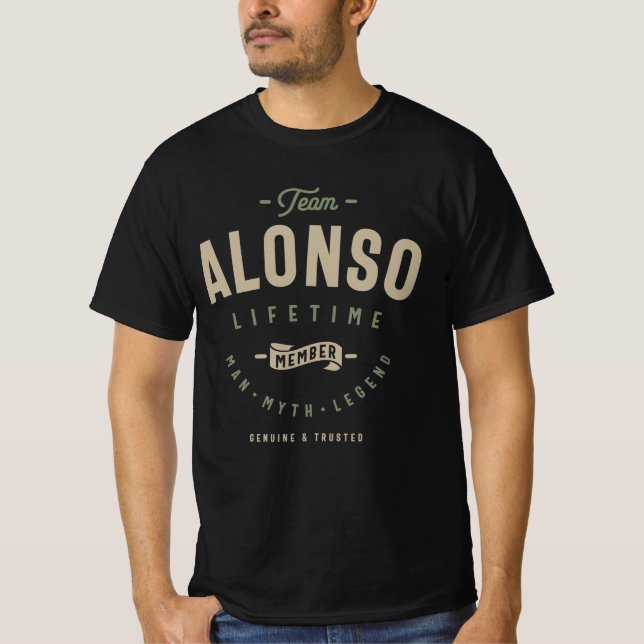 Team Alonso Lifetime Member Personalised Name T-Shirt (Front)