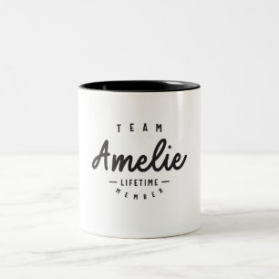 Team Amelie Lifetime Member Personalised Name Two-Tone Coffee Mug