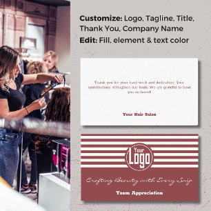 Team Appreciation Elegance: Hair Salon Thank You Business Card