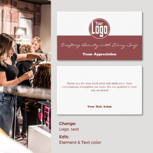 Team Appreciation - Logo Hair Salon Thank You Business Card