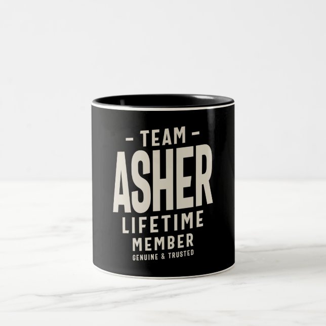 Team Asher Lifetime Member Personalised Name  Two-Tone Coffee Mug (Center)