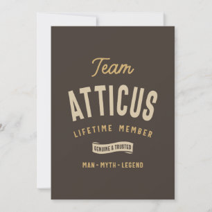 Team Atticus Lifetime Member Personalised Name Invitation