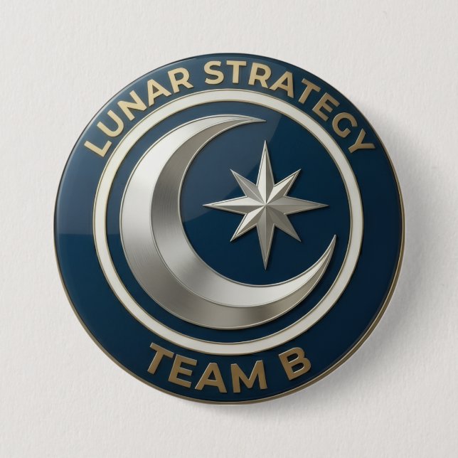 Team B Lunar Strategy Emblem | Moon & Star Leaders 7.5 Cm Round Badge (Front)