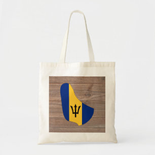 Team barbados Flag Map on Wood Tote Bag