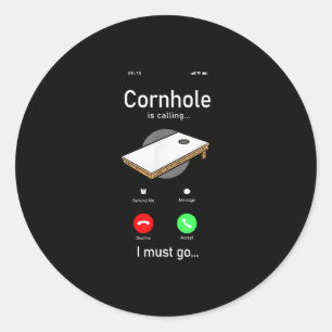 Team Bean Bag Player Champ Phone Display Cornhole Classic Round Sticker