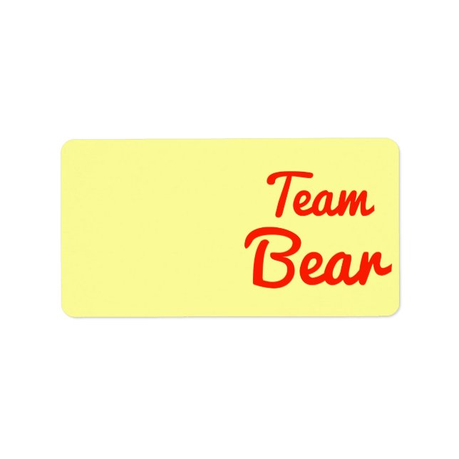 Team Bear Label (Front)