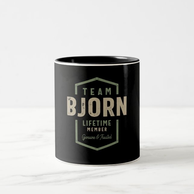 Team Bjorn Lifetime Member Personalised Name Two-Tone Coffee Mug (Center)