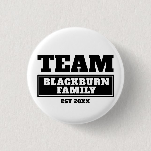 Team black personalised family or team button (Front)