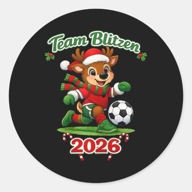 Team Blitzen Soccer Tee  Classic Round Sticker (Front)