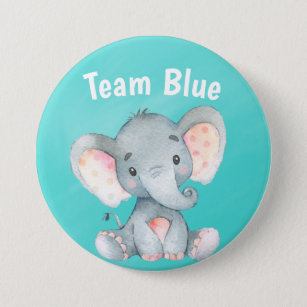 Team Blue Baby Elephant Baby Shower Guessing Game 7.5 Cm Round Badge