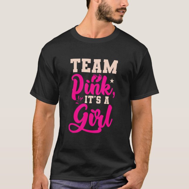 Team Blue It's A Girl Pregnancy Announcement Gende T-Shirt (Front)