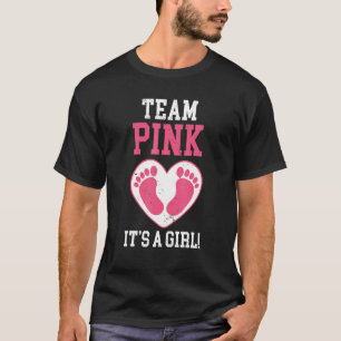 Team Blue It's A Girl Pregnancy Foot Print Gender  T-Shirt