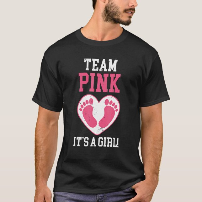 Team Blue It's A Girl Pregnancy Foot Print Gender  T-Shirt (Front)