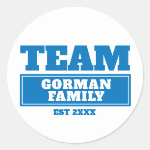 Team blue personalised family or team stickers
