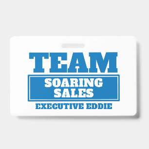 Team blue personalised name team building badge ID badge