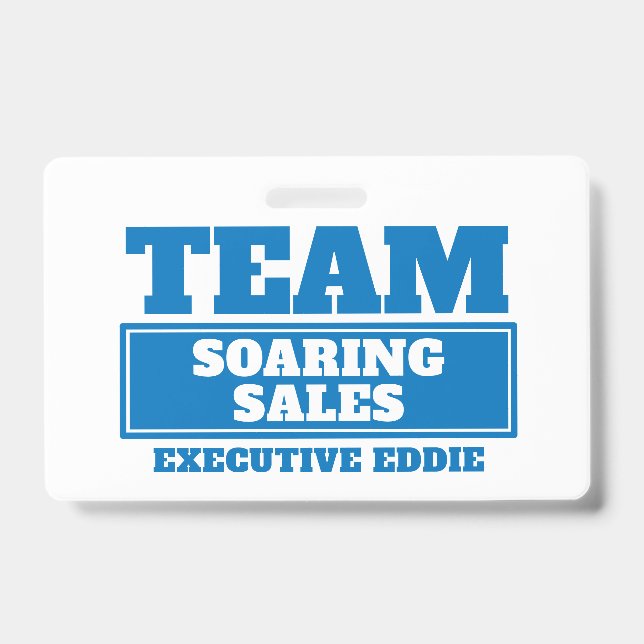 Team blue personalised name team building badge ID badge (Front)