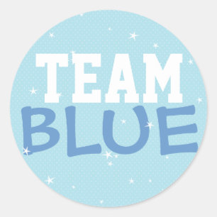 Team Blue Polka Dot & Stars Round Sticker