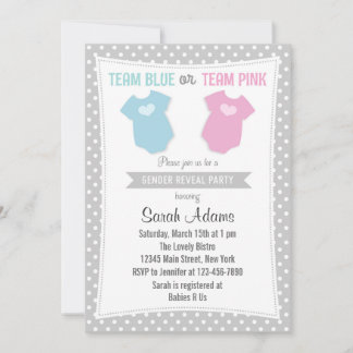 Team Blue Team Pink Gender Reveal Party Invitation