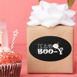 Team Booy, October Halloween Gender Reveal Gifts Oval Sticker