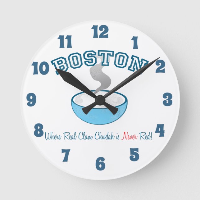Team Boston Clam Chowder Round Clock (Front)