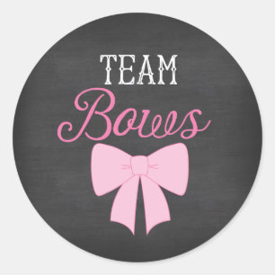 Team Bows Girl Gender Reveal Classic Round Sticker