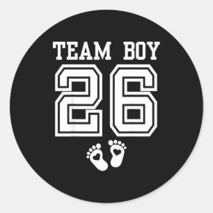 Team Boy 2026 Gender Reveal Baby Shower Matching F Classic Round Sticker