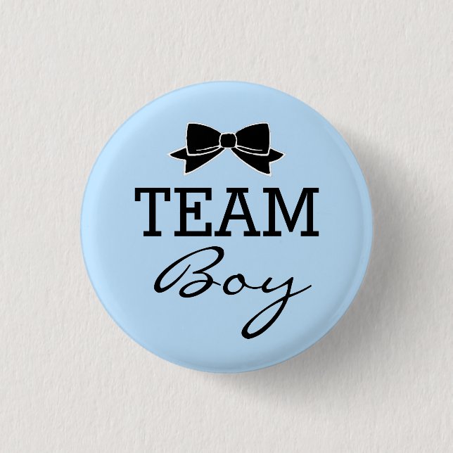 Team Boy Baby Shower Blue and Black 3 Cm Round Badge (Front)