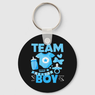 Team Boy Baby Shower Blue Items Gender Reveal Key Ring