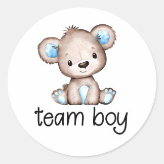 Team Boy Bear Themed Gender Reveal Sticker