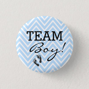 Team Boy Blue and White Chevron Baby Shower 3 Cm Round Badge