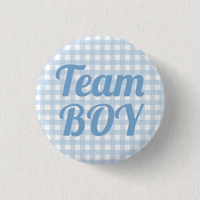 Team Boy Blue Gender Reveal Party Button Small (Front)