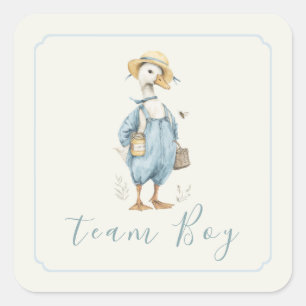 Team Boy Blue Goose Gender Reveal Watercolor Square Sticker