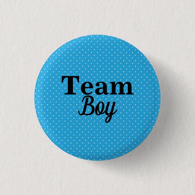 Team Boy Blue Polka Dots Baby Shower Button (Front)