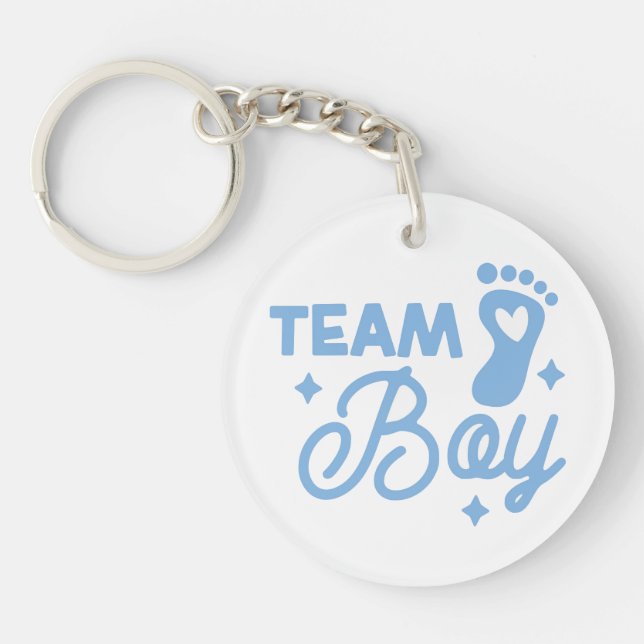 Team Boy Cute Boy Baby Shower Acrylic Keychain (Front)