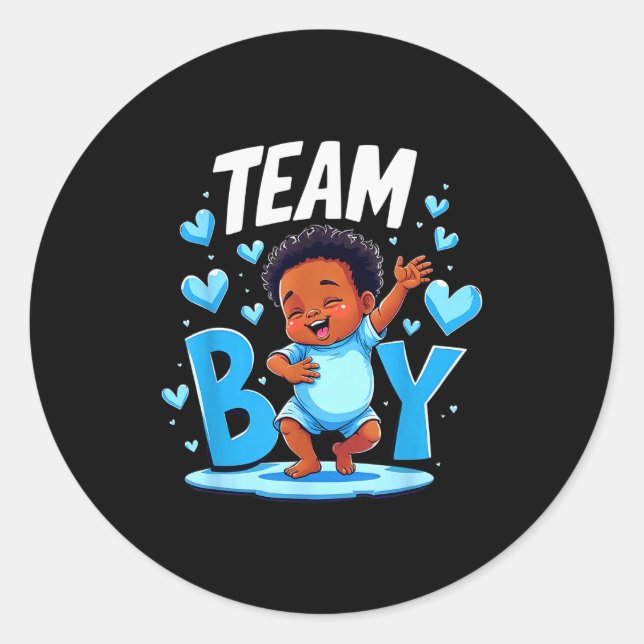 Team Boy Design Gender Reveal New Baby Boy  Classic Round Sticker (Front)