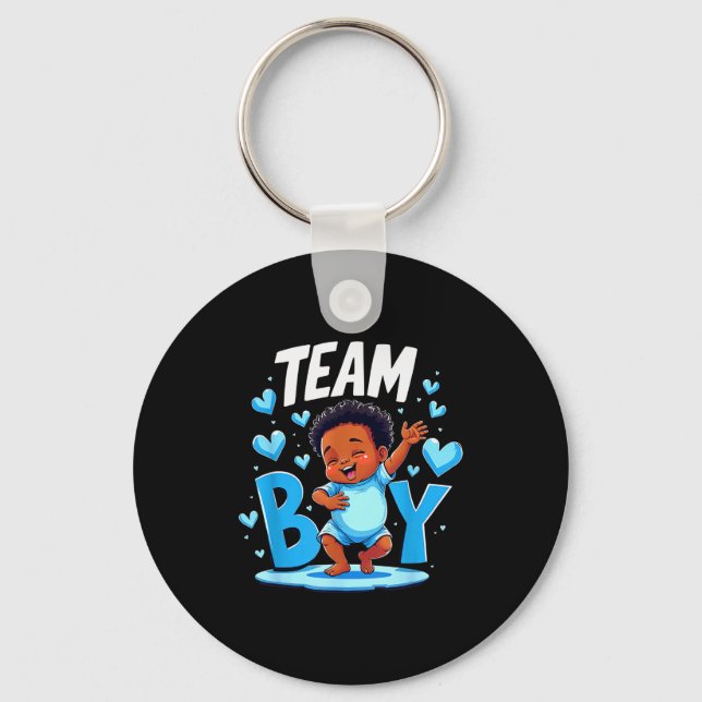Team Boy Design Gender Reveal New Baby Boy  Key Ring (Front)