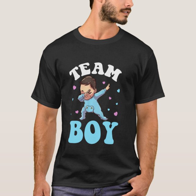 Team Boy Gender Reveal Baby Dabbing T-Shirt (Front)