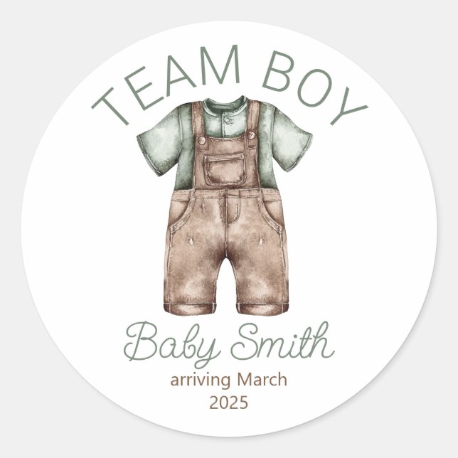 Team Boy gender reveal Christmas baby sticker (Front)