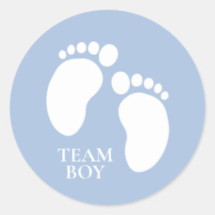 Team Boy Gender Reveal Party Game Decoration Classic Round Sticker