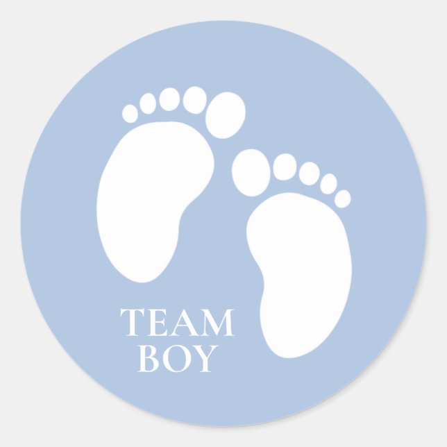 Team Boy Gender Reveal Party Game Decoration Classic Round Sticker (Front)