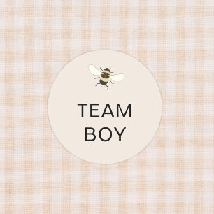 Team Boy Gender Reveal Party Vote Bee Classic Round Sticker