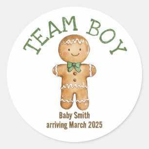 Team Boy gingerbread Christmas baby sticker