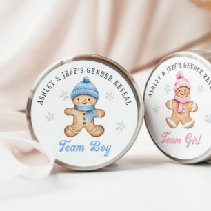 Team Boy Gingerbread Gender Reveal Party Classic Round Sticker