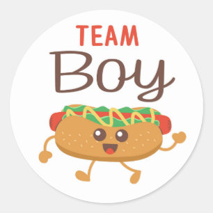 Team Boy hotdog gender reveal sticker