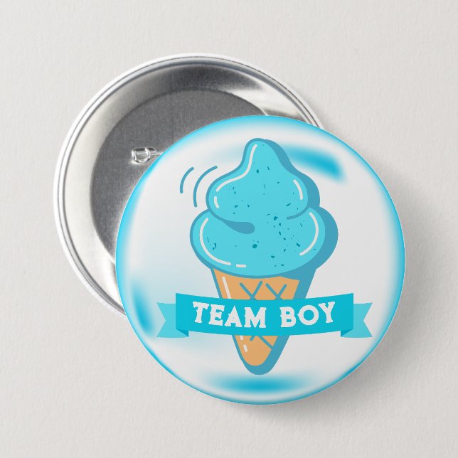 Team Boy Ice Cream Gender Reveal  7.5 Cm Round Badge (Front & Back)