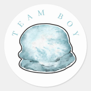 Team Boy Ice Cream Gender reveal Circle Sticker. C Classic Round Sticker